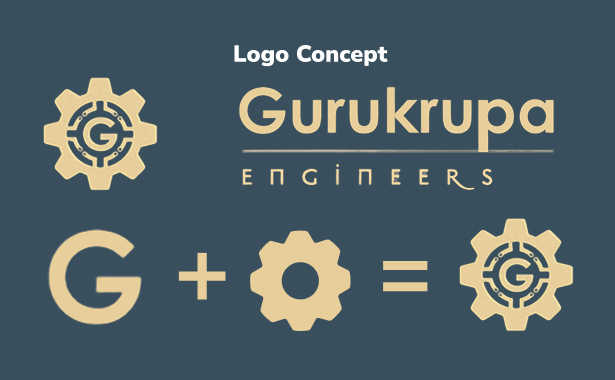 Gurukrupa Engineers logo concept - mechanical structure and premium quality mark