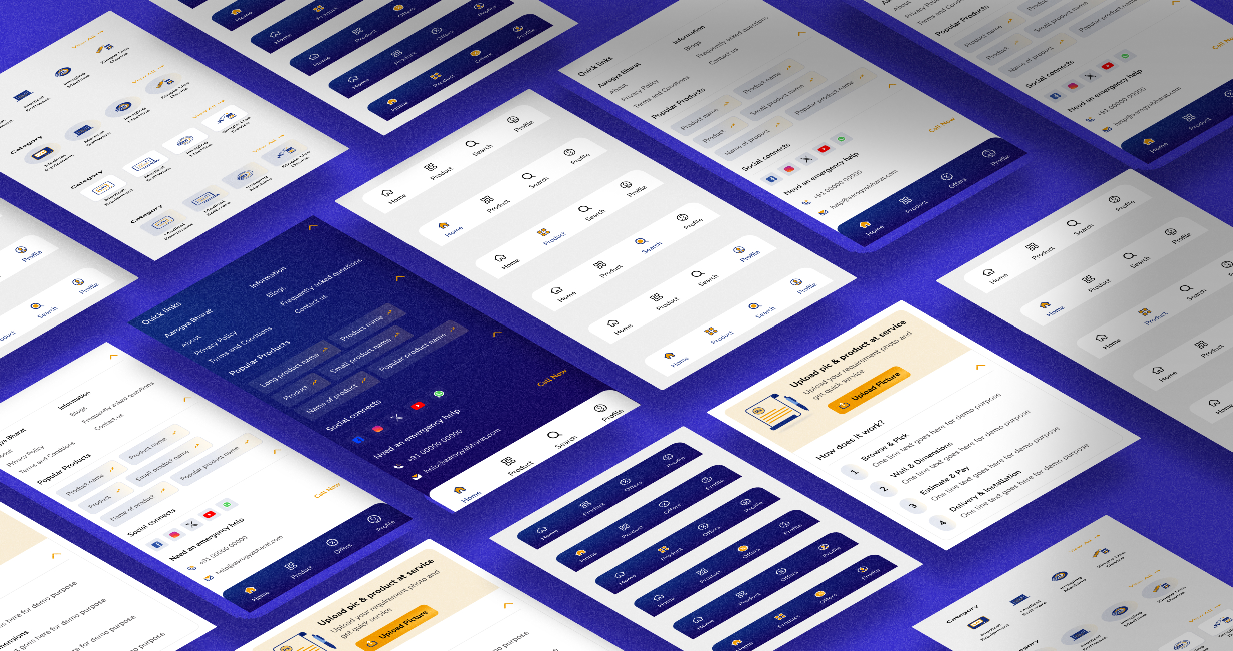 Arogya Bharat complete design system - components, colour tokens, and spacing guidelines