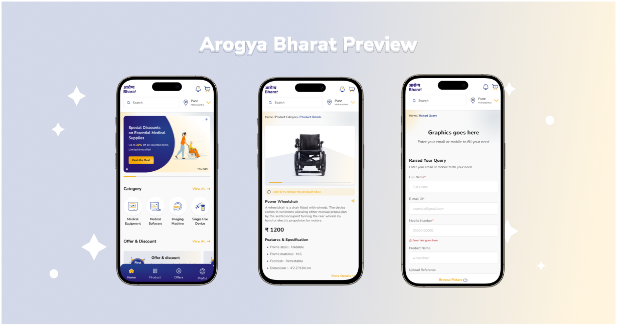 Arogya Bharat mobile UI - home screen design