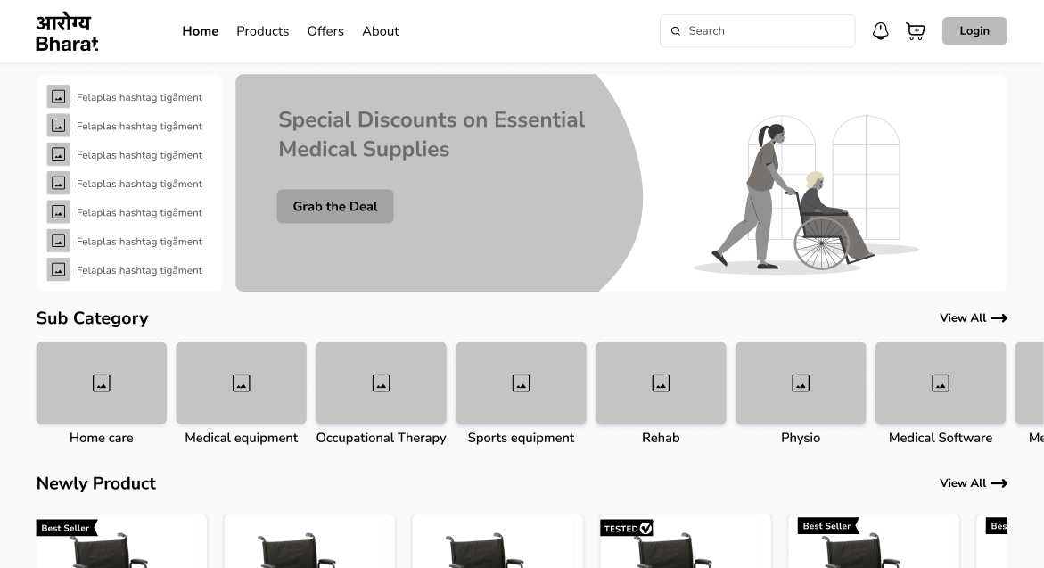 Arogya Bharat UX wireframe - before redesign
