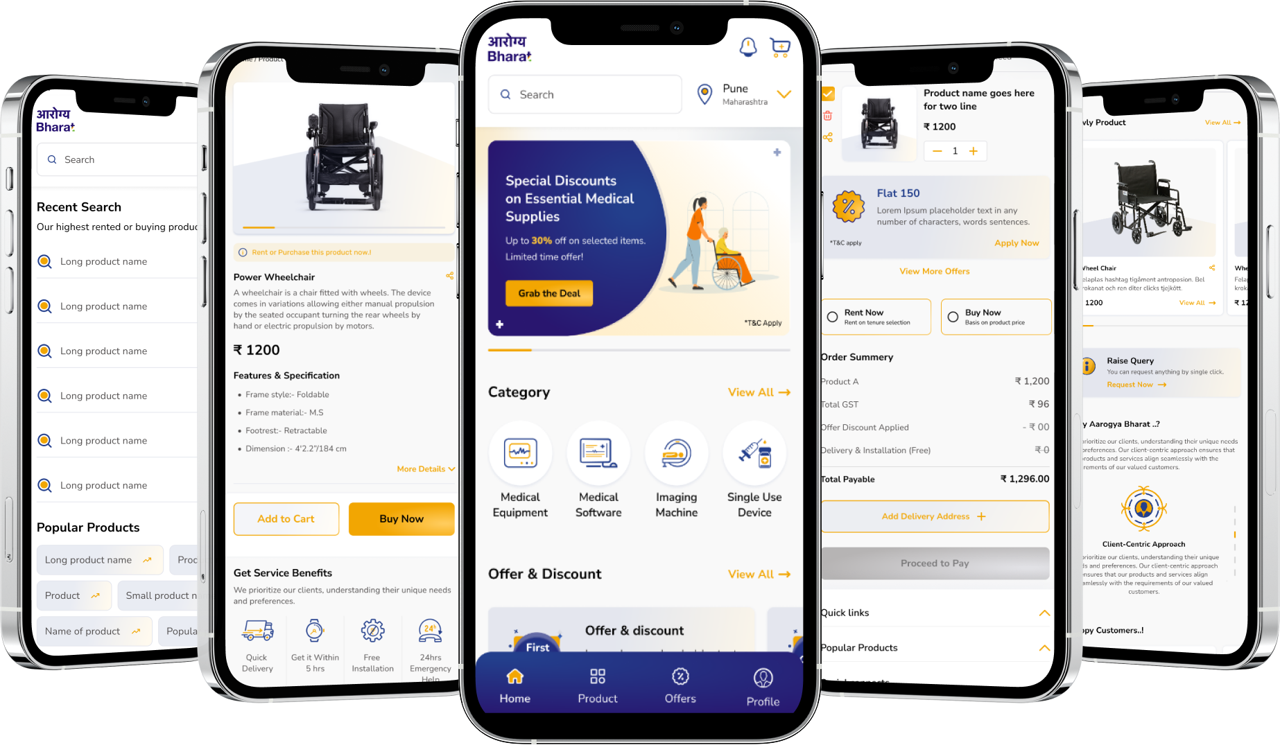 Arogya Bharat - healthcare procurement UI/UX system design project mockup