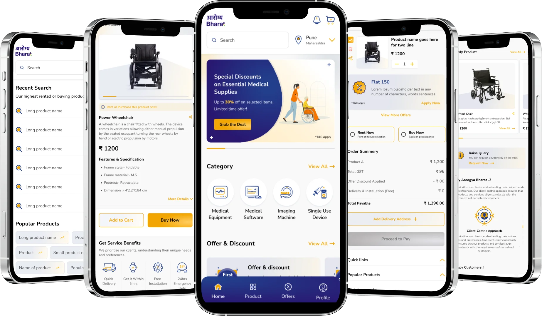 Arogya Bharat - healthcare procurement UI/UX system design project mockup