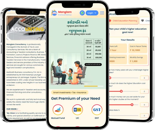 Manglam - financial consultancy digital identity and brand design project mockup
